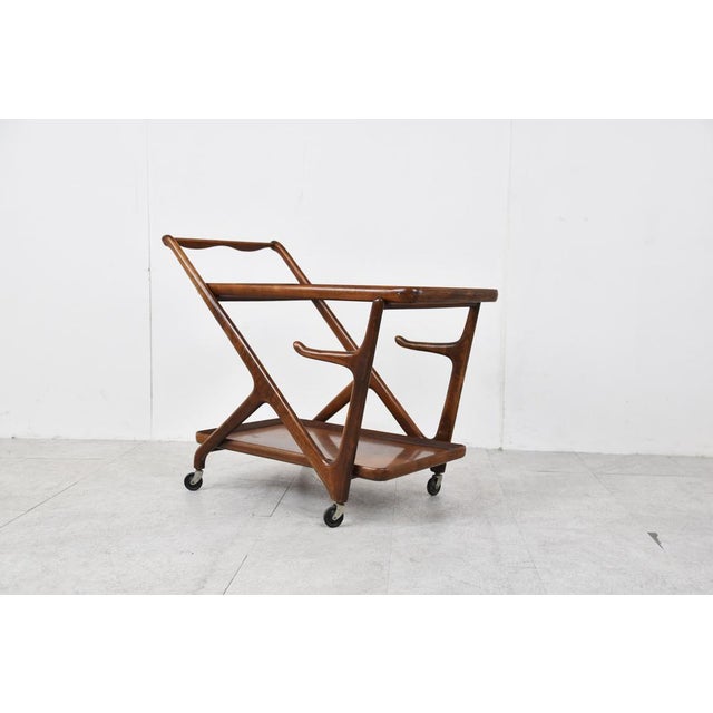 Gold Vintage Italian Serving Trolley attributed to Cesare Lacca, 1950s For Sale - Image 8 of 14