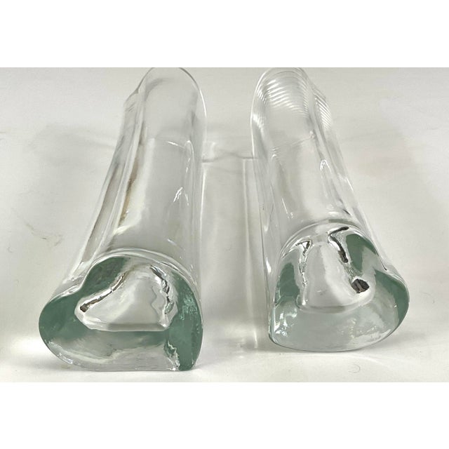 1960s Hand Blown,polished,steel Pontil Heart-Shaped Tall Bud Vases – A Pair For Sale - Image 4 of 9