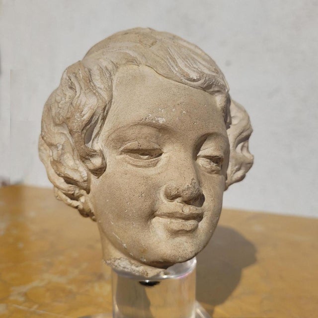 Stone 18th Century Stone Sculpture of a Child's Head For Sale - Image 7 of 17