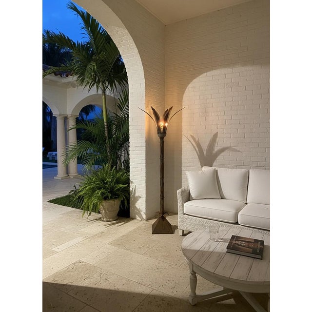 Artisan Sculptural Hand-Wrought Iron "Feather" Floor Candle Holder For Sale - Image 9 of 10