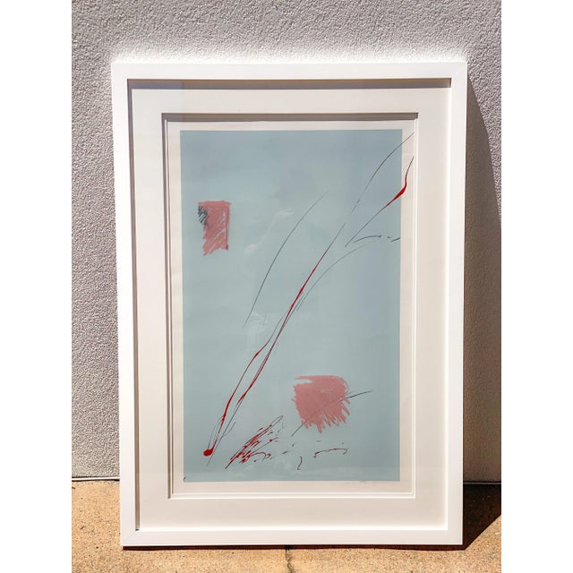 Blue Vintage Minimalist Abstract on Paper For Sale - Image 8 of 8