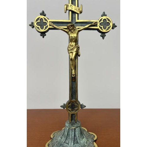 Vintage Style Ornate Religious Cross with Candleholders, Set of 3 For Sale - Image 4 of 15