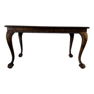 Vintage Georgian Style Carved Mahogany Wood Coffee Table With Claw Feet For Sale
