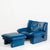 Postmodern Set of Vintage Blue Leather Armchair and Ottoman by Nicoletti Salotti for Avanti, Italy, 1980s For Sale - Image 3 of 18