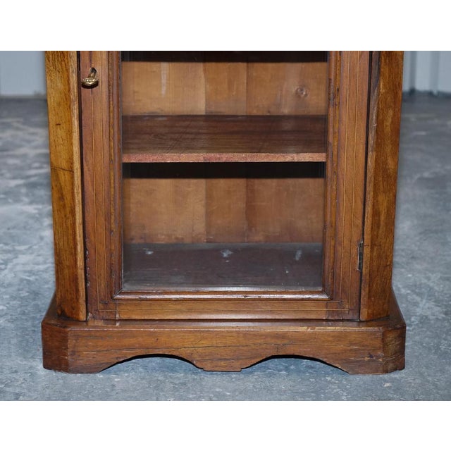 Victorian Pier Glazed Inlaid Walnut Marquetry Music Cabinet, 19th Century For Sale - Image 17 of 18