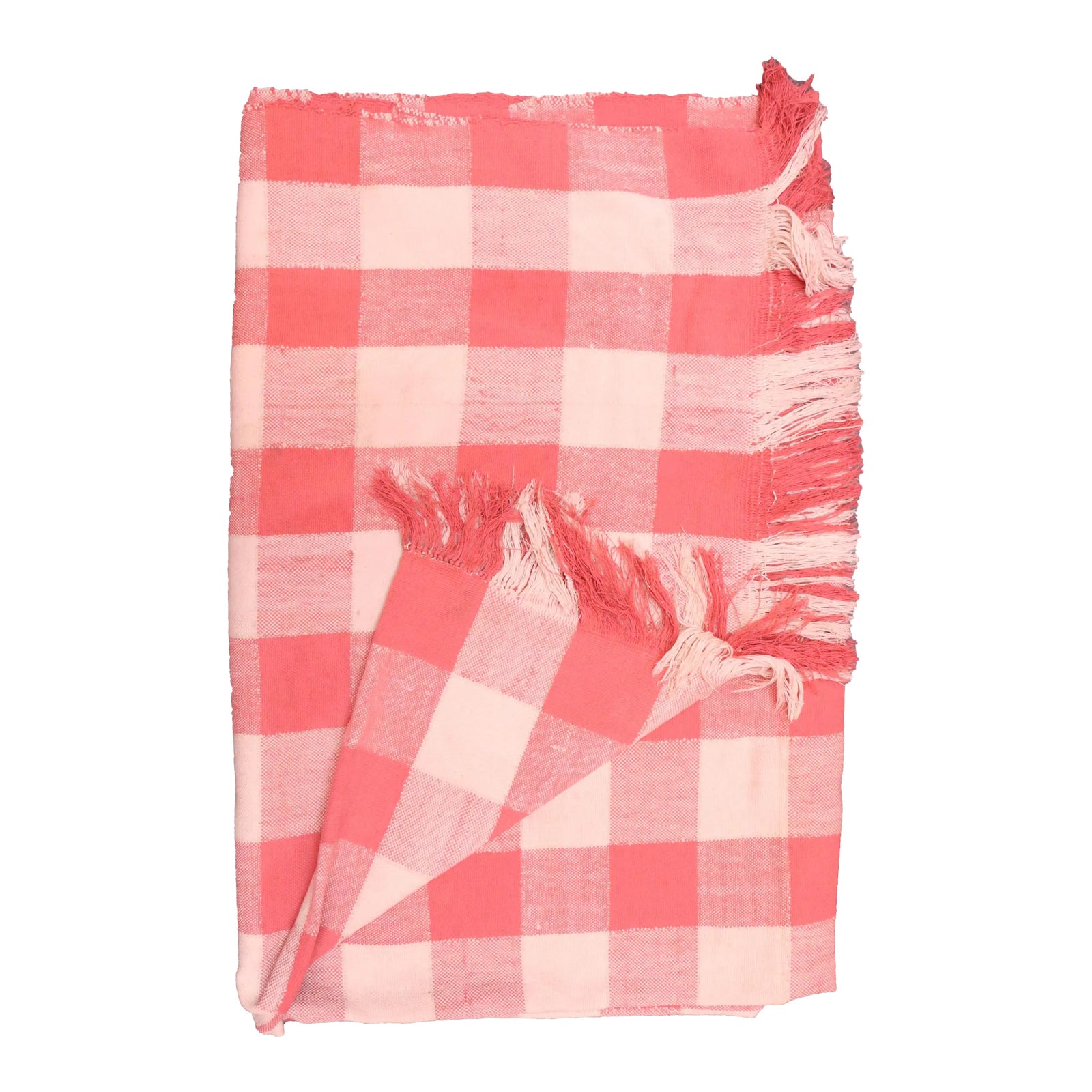 1990s Pink Checkered Throw Blanket | Chairish