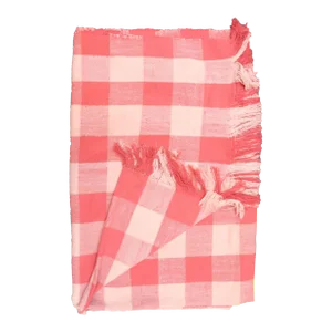 1990s Pink Checkered Throw Blanket