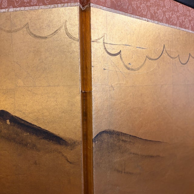 Metal Japanese Four Panel Byōbu Folding Screen With Court Procession Scene For Sale - Image 7 of 18