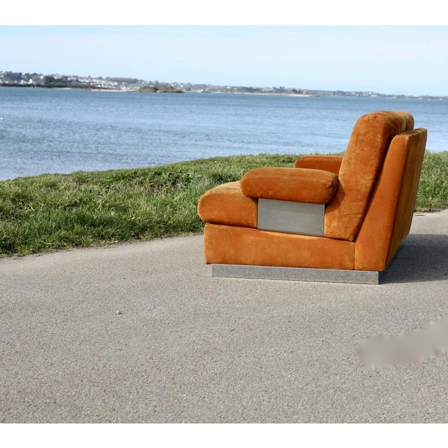 Suede and Steel Orange Sofa, 1970 For Sale - Image 12 of 18