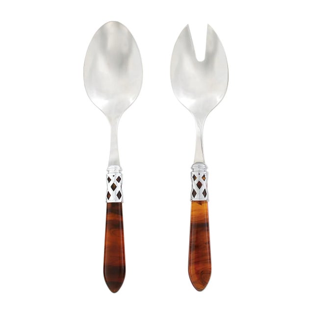 VIETRI Aladdin Brilliant Faux Tortoiseshell Salad Server Set - 2 Pieces For Sale - Image 10 of 10