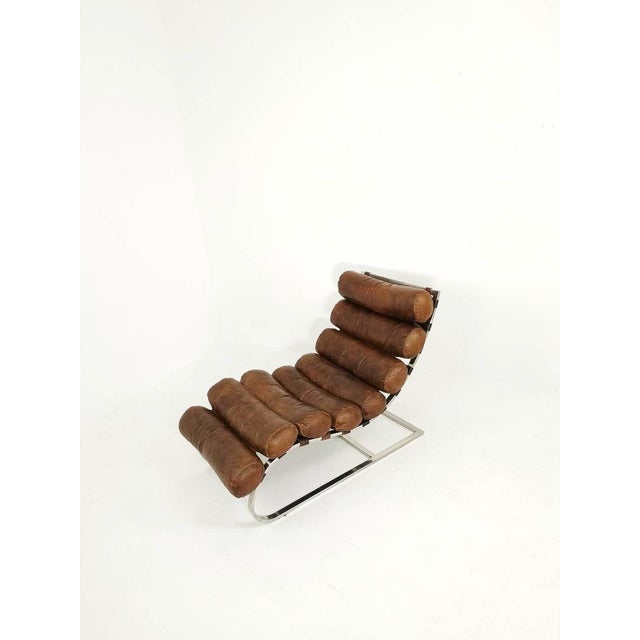 Metal Mid-Century Corona Lounge Chair in Leather and Chrome by Ludwig Mies Van Der Rohe, 1980s For Sale - Image 7 of 11