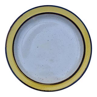 Mid 20th Century Wide Band Citron and Brown Stoneware Serving Platter For Sale