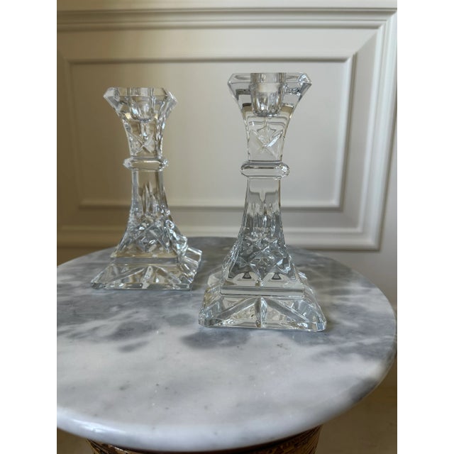 Vintage 1970’s Waterford Crystal Candlesticks - a Pair For Sale - Image 9 of 12