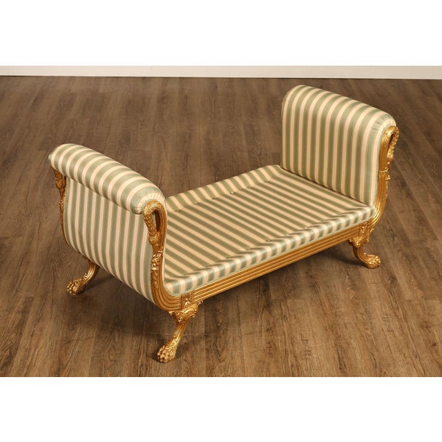 Quality Empire Style Swan Carved Giltwood Upholstered Bench For Sale - Image 10 of 18
