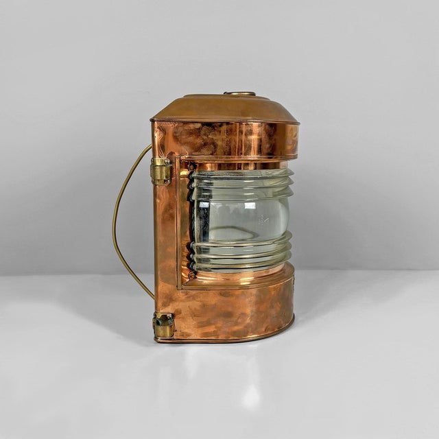 1950s Mid-Century Modern German Naval Navigation Lantern in Copper with Fresnel Lens, 1950s For Sale - Image 5 of 15