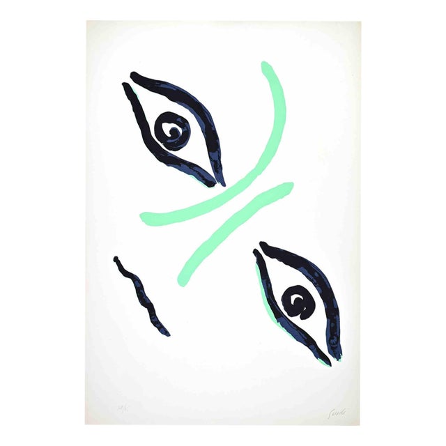 Virgilio Guidi, Countess Portrait, Lithograph, Mid-20th Century For Sale