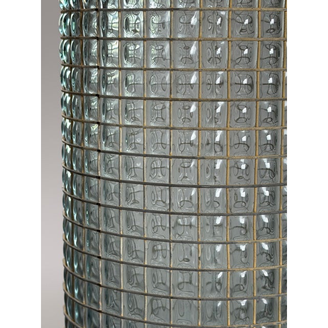 Bauhaus Maison De Verre-Style Caged Glass Lamp With Natural Paper Pleated Shade For Sale - Image 10 of 15