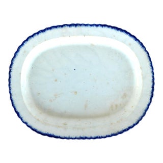 1810s Herculaneum Liverpool Blue Feather-Edge Pearlware Platter - 17.5" For Sale