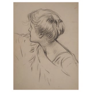 Léopold Franz Kowalski, Portrait of Eleanor Wearing a Bun, Original Drawing For Sale