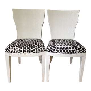 White Made Goods Faux Shagreen Side Chairs- a Pair For Sale