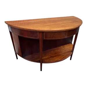 Antique Mahogany Inlay Demilune Server or Console Table. 19th Century.