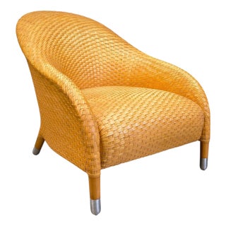 Braided Leather Armchair by Antonio Citterio, 1980s For Sale