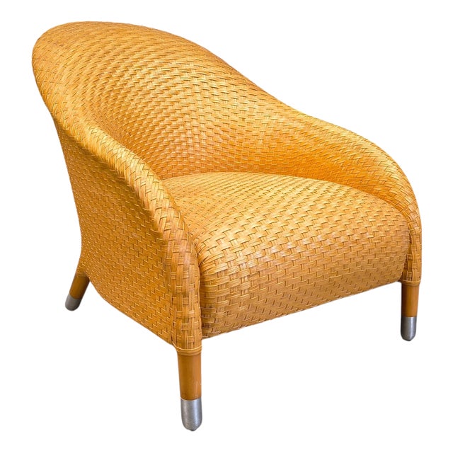 Braided Leather Armchair by Antonio Citterio, 1980s For Sale