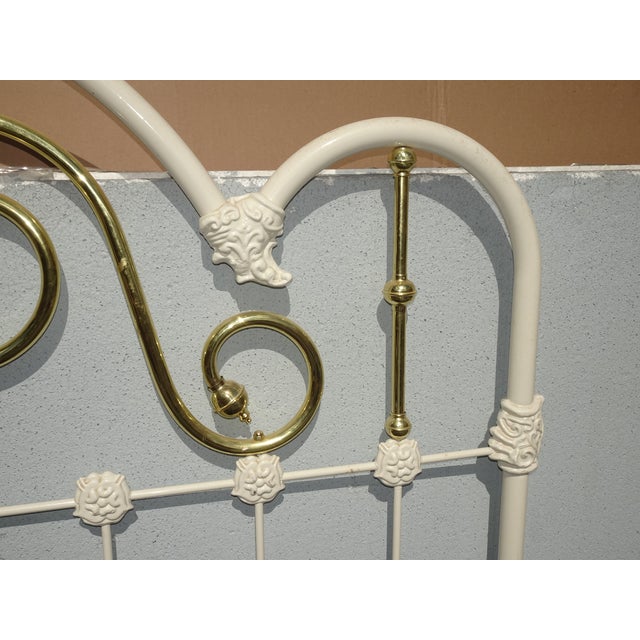 White Vintage Elliott's Design Mid Century Iron White Gold Queen Bed Frame Headboard For Sale - Image 8 of 14