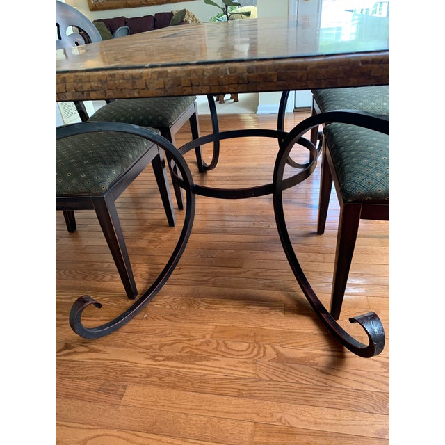 Italian Arhaus Travertine Stone Marble Mosaic Dining Table Chairish