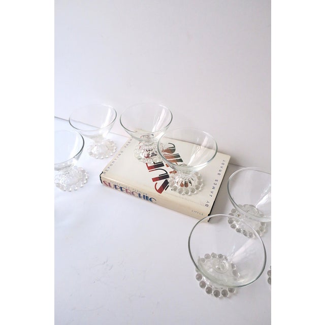 Glass Midcentury Modern Champagne, Cocktail, or Dessert Coupes, Bubble Base, Set of 10 For Sale - Image 7 of 8