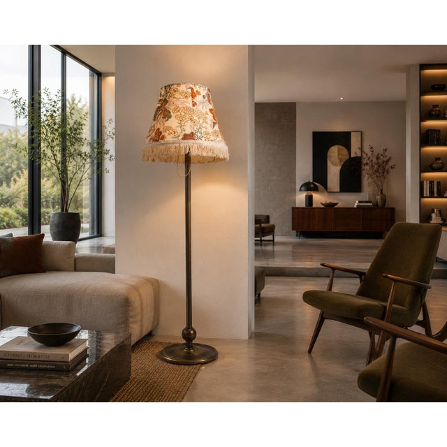 Brown Italian Burnished Brass Floor Lamp by Luigi Caccia Dominioni for Azucema, 1950s For Sale - Image 8 of 12