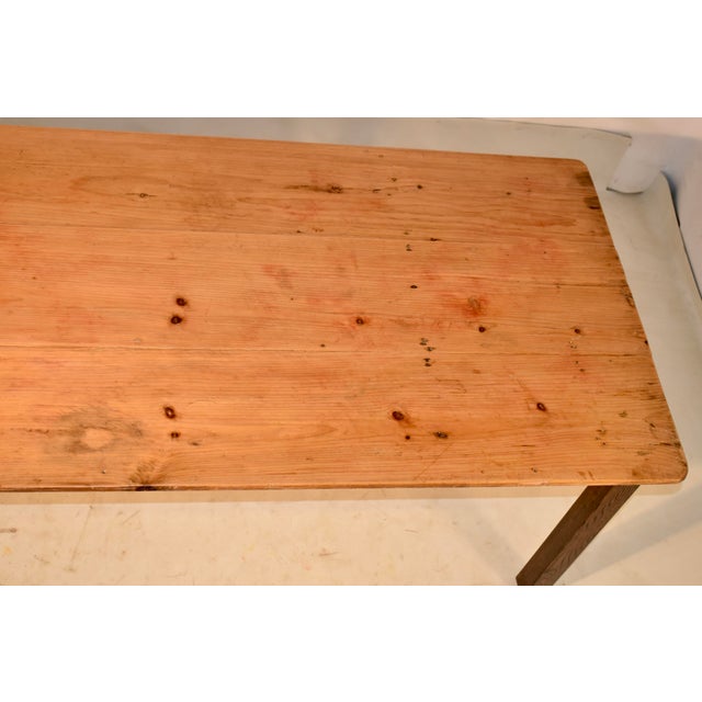 Wood Late 19th Century Oak and Pine Farm Table For Sale - Image 7 of 8