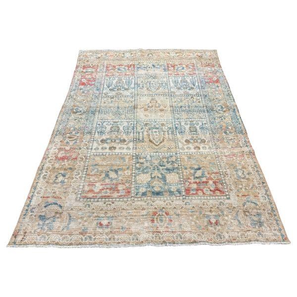 1920s Antique Botanical Rug | Blue and Red Floral Motifs | 4x7 For Sale - Image 5 of 5