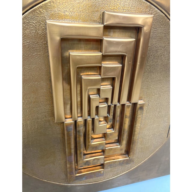 Modernist Abstract Copper Relief Wall Sculpture. Signed GREEN; Dated '74; Edit 49. Geometric design. Very graphic -...