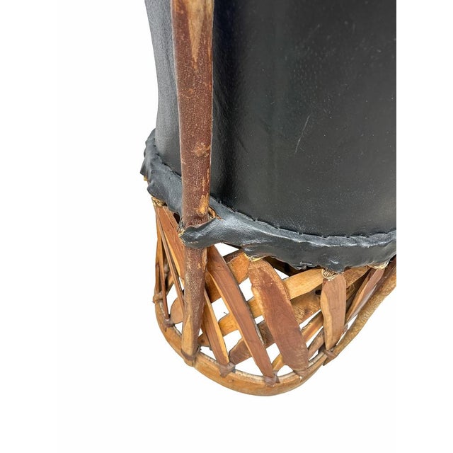 Black Vintage Equipale Barrel Tub Chairs in Black and Tan Leather, 1950s, Set of 2 For Sale - Image 8 of 13