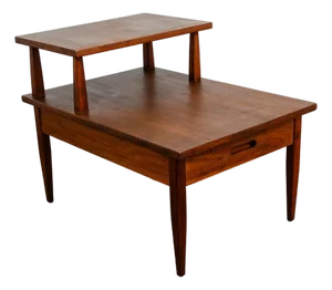 1960s Mid Century Modern Nightstand End Side Table Lane StepUp Walnut Drawer Widdicomb