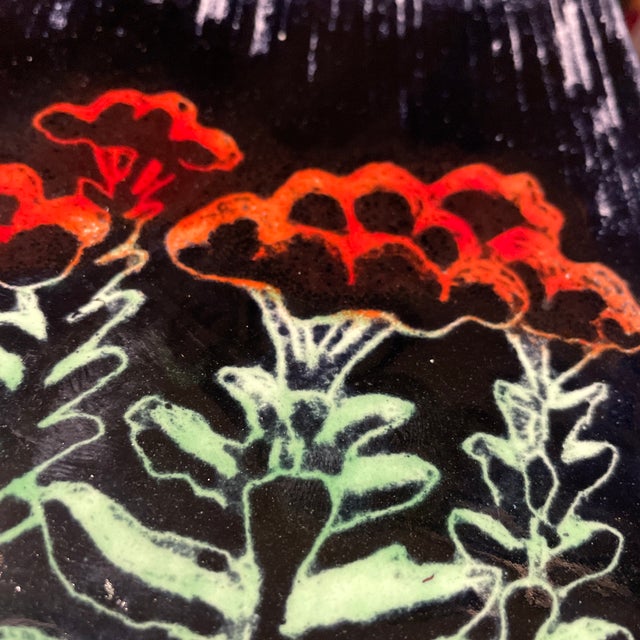 Enamel on metal floral still life by Knoxville artist Dr. Stephen Krauss. Krauss was a world traveler, getting inspiration...