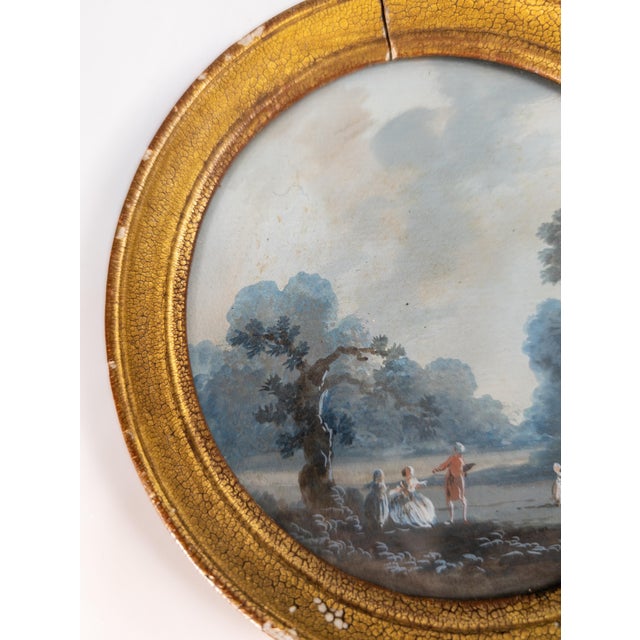 Late 18th Century 18th Century Pair of French Miniature Gouache Landscape Paintings by Louis-Gabriel Moreau For Sale - Image 5 of 14
