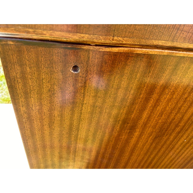 1980s Vintage Mind Century Modern Helikon Desk Executive Hardwood Burl Wood Inlaid Wood For Sale - Image 5 of 12