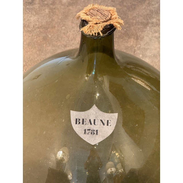 19th Century Large Green Glass Demijohn, Labeled Beaune 1781 For Sale - Image 5 of 5