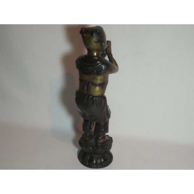 Brass Figurine of an Asian Boy For Sale - Image 4 of 5