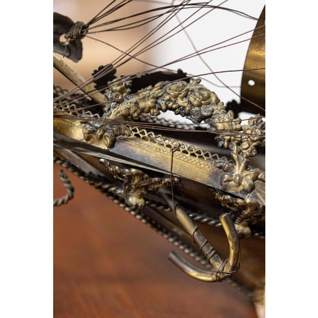 Mid 20th Century Venetian Brass Four-Masted Model Ship with Detailed Décor, Mounted on Base For Sale In Atlanta - Image 6 of 9