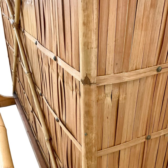 Vintage Bamboo & Woven Rattan Freestanding Dry Bar With Shelving For Sale - Image 13 of 17