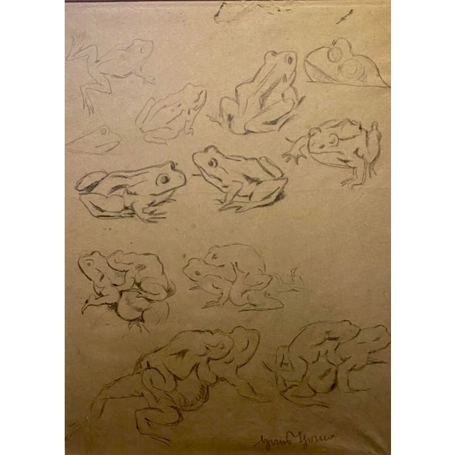 Black Hans Thoma, Study Frogs, 1890s, Pencil & Paper For Sale - Image 8 of 8