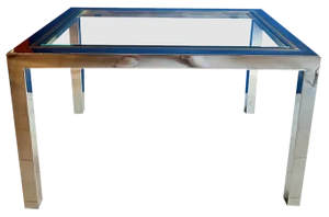 Coffee Table in Chromed Metal and Glass, 1970s