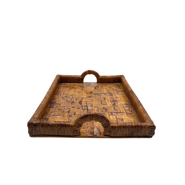 Hollywood Regency Wicker Tray, Vivai Del Sud Italy Ca. 1970 For Sale - Image 6 of 11