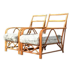 Vintage Coastal Ficks Reed Lounge Chairs - a Pair