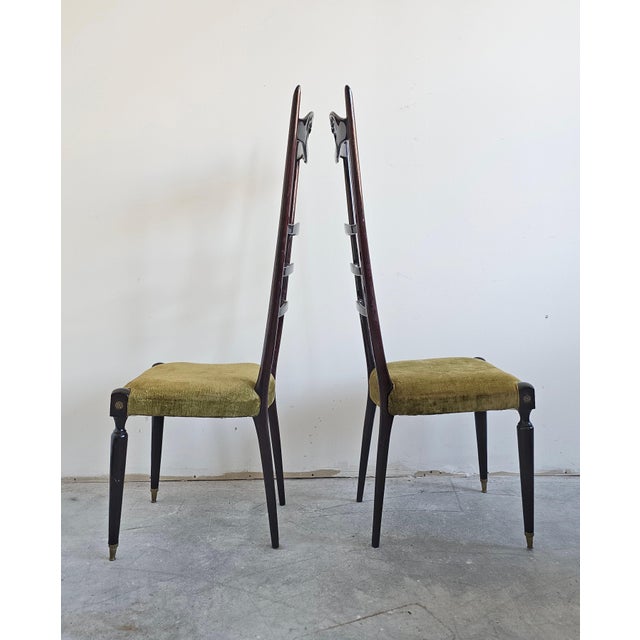 Set of Mid-Century Modern High Backrest Chairs attributed to Paolo Buffa, 1950s For Sale - Image 9 of 13