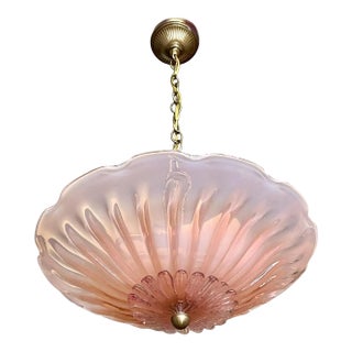 Murano Glass Round Pink Opalescence Glass Chandelier or Pendant For Sale