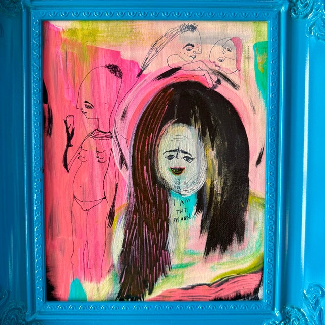 "I am the Moon" by Rachel Mythical Alien Figural Nude Portrait For Sale - Image 4 of 4